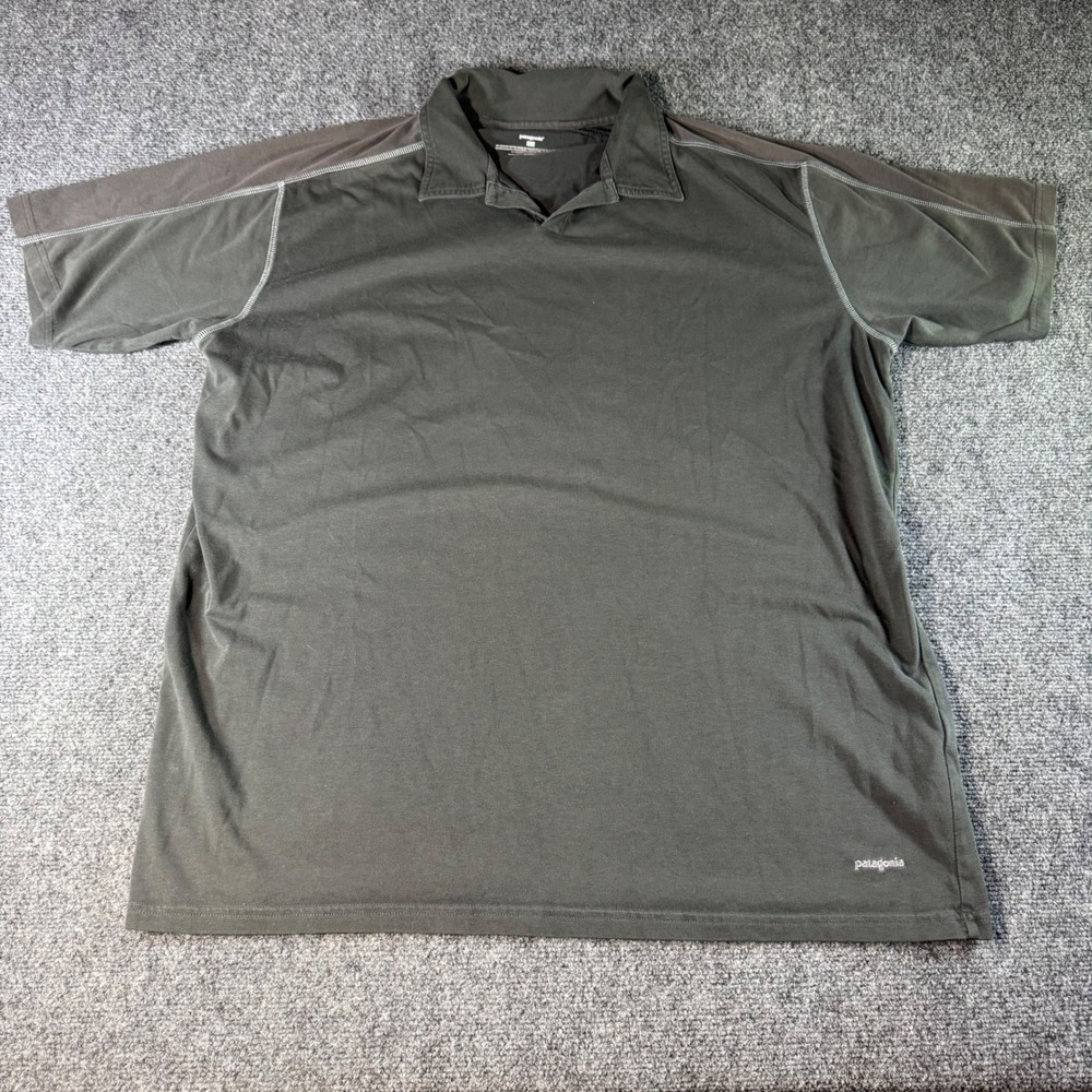 Patagonia Mens XL Charcoal Grey Organic Cotton Performance Polo Shirt 53401
